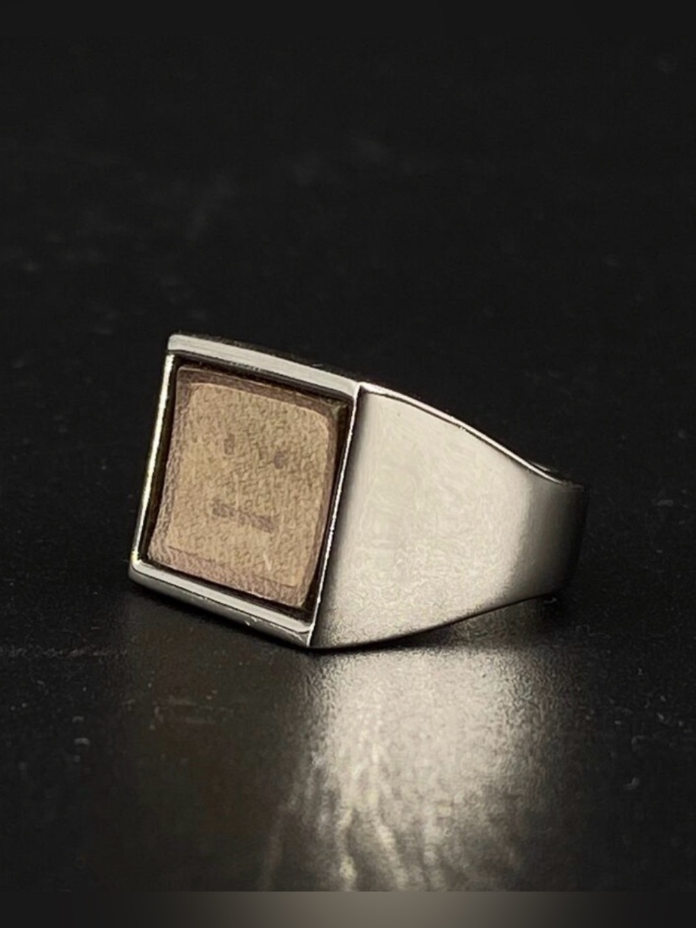 Acne Studios Silver Smile Face Signet Ring S 6.5